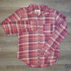 Hollister Plaid Button Down Shirt Pink Sz. XS